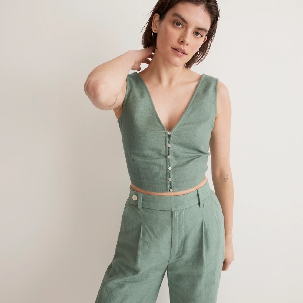 Madewell Linen Gwen Crop Vest Top